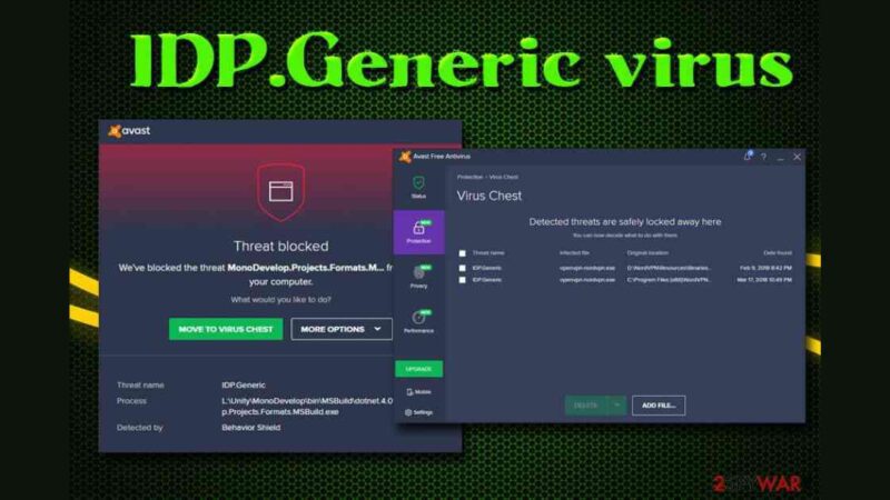 Avast Traced idp.generic as Threat