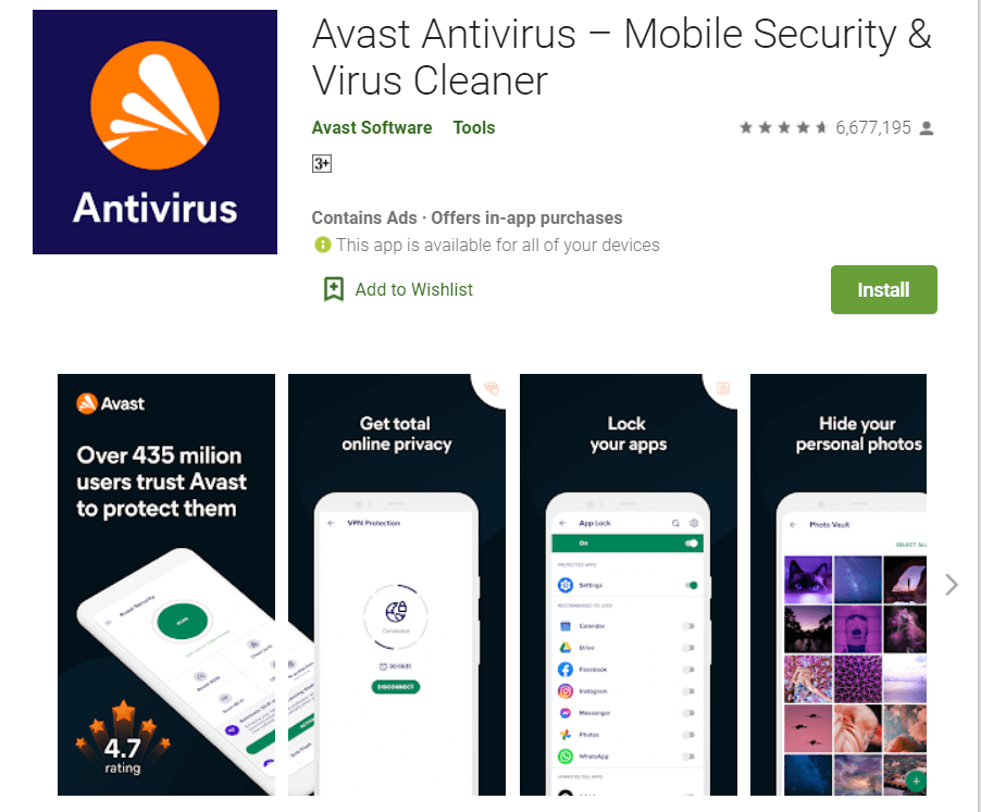 Install Avast Antivirus to a Smartphone