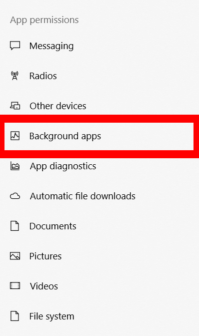 select background apps settings